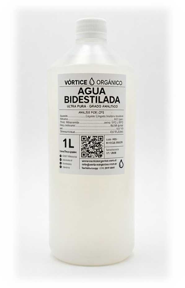 Botella de 1 litro de agua bidestilada
